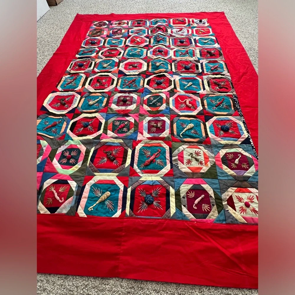 Handmade Chinese Quilt Bai Jia Bei Patchwork The One hundred family 70 X 48